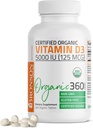 Bronson Vitamine D3 5 000 UI (125 mcg) Supplément certifié biologique à haute puissance non-OGM Vitamine D, 360 comprimés