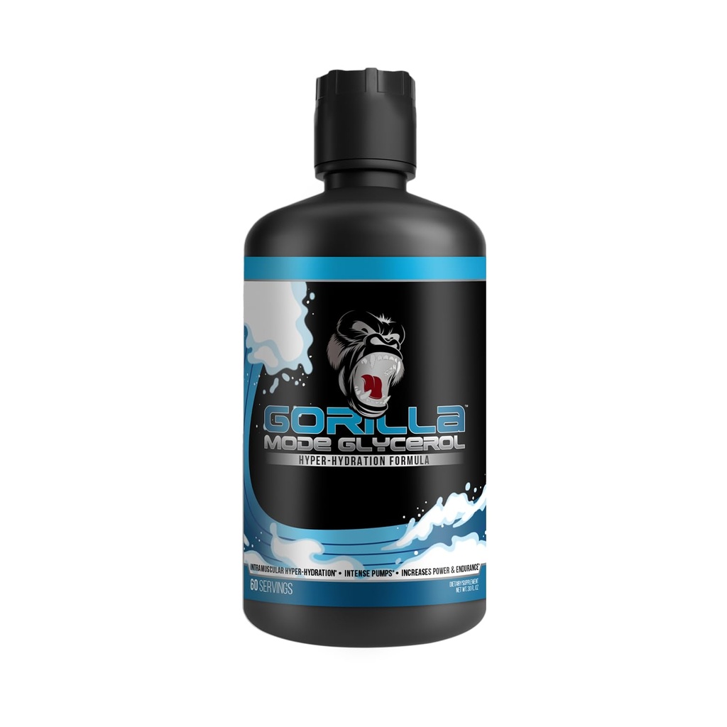 Pré-entraînement au glycérol liquide en mode Gorilla - Formule pré-entraînement hydratant pour pompes intenses · Hyper-Hydration intramusculaire · Puissance et endurance accrues / 33 FL OZ (non aromatisé)