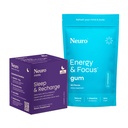 Neuro Energy & Sleep Bundle – Energy & Focus Gum (Peppermint, 90 Count) + Melatonin 5mg Sleep & Recharge Menthes (Night Berry, 72 pièces) – Daytime Focus & Nighttime Repos Support
