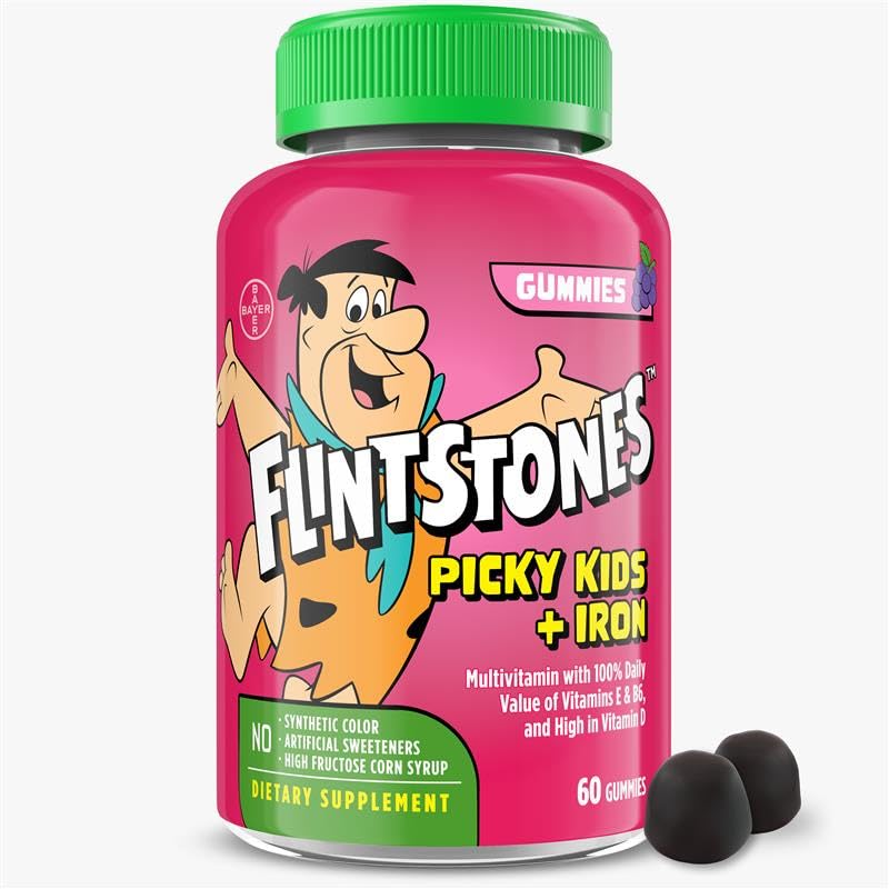 Vitamines pour les enfants piquants + fer, Gummées multivitamines pour enfants avec vitamine C, D, E, B6 et fer, Vitamines gummées, Aromatisées au raisin, 60 Gummées