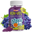 Vital+Boon - Eisen mit Vitamin C & B12 Gummie (60 Count) Vital für die Blutkörperchen-Formation | Gum Drop Grape Real Pectin Fruit Chew Supplements | Vegan, Non-GMO, Gluten Free & Gelatin Free