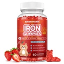 Eisen-Ergänzungsgummis für Kinder, Kinder Multivitamin mit Eisen - Zink, Vitamin B Complex, A, C, D, B6, B12, Kurkuma-Extrakt, Biotin für Bluterzeuger & Energieunterstützung, Eisenmangel, Vegan 60 ct