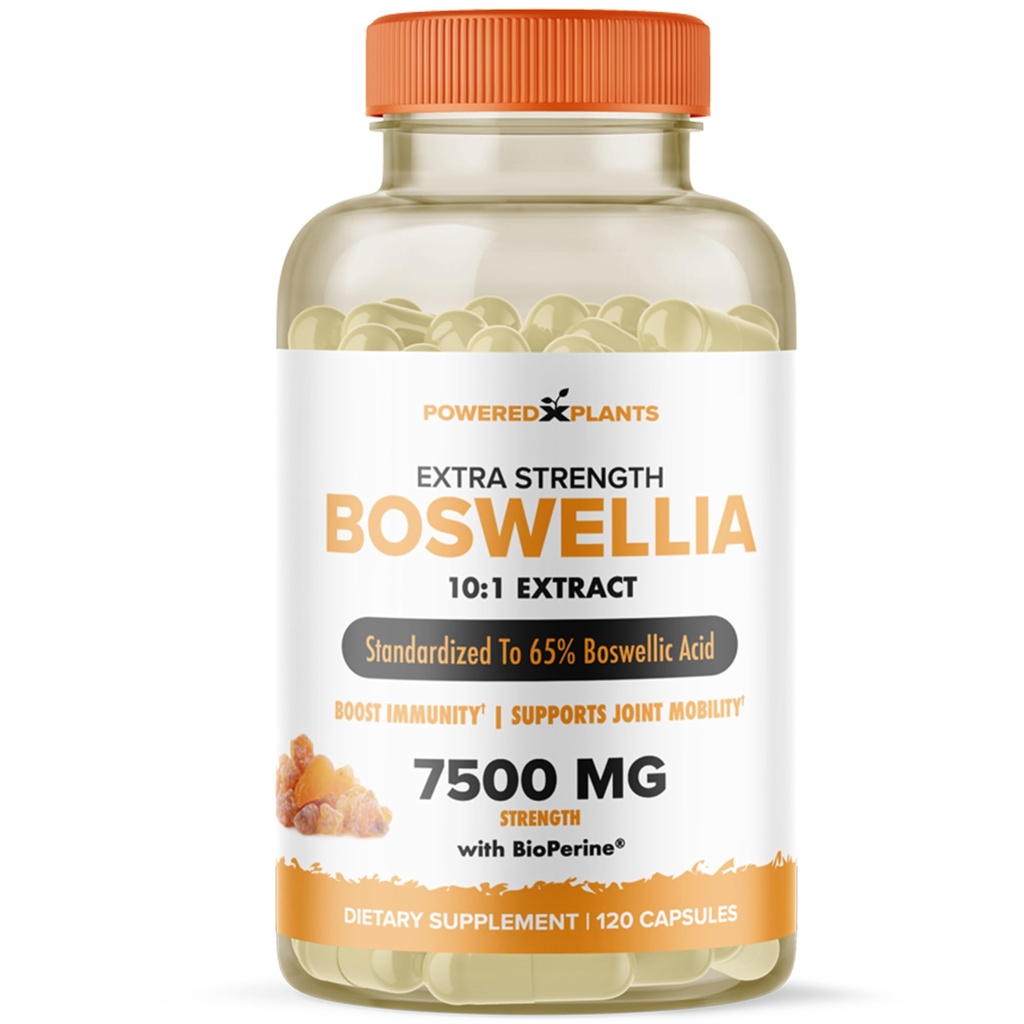 Boswellia Serrata Extract Joint Support Supplement by Powered by Plants – 65% Acides boswelliques à haute puissance avec BioPerine – Supporte Immunité, Mobilité et Flexibilité – 120 Capsules Vegan