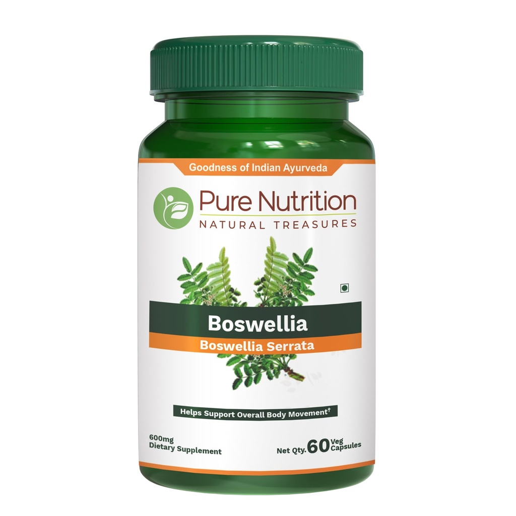 Pure Nutrition Boswellia Serrata 600 mg | 60 Kapseln | 15:1 Extrakt Standardisiert auf 65% Boswellic Acids | Non-GMO Kräuterergänzung