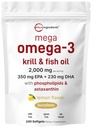 Mega Omega-3 Krill & Fish Oil 2 000mg Équivalent, 240 Softgels.