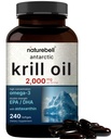 NatureBell Antarctic Krill Oil 2000mg Supplement, 240 Softgels, 3X Strength Natural Source of Omega-3s, EPA 240mg + DHA 160mg + Astaxanthin 800mcg – No Fishy Aftertaste – Mercury Free & Non-GMO