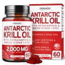 Antarktische Krill Ölergänzung (2000mg pro Servierung, 60 Softgels) Krill Oil Omega 3 Ergänzungen mit EPA, DHA & Astaxanthin - Premium Phospholipid für Erwachsene - Dritte getestet, Non-GMO & USA Made