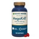 Merveille de la nature Mega Krill Extra Strength Krill huile 500mg avec Omega 3 Phospholipides et Astaxanthin, soutient la santé cardiaque, 120 jours d'approvisionnement de softgels