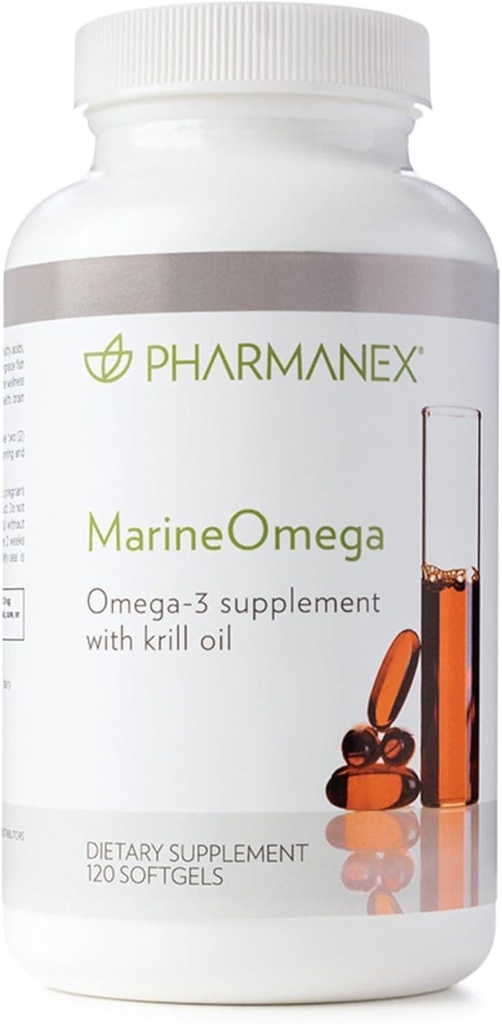 Pharmanex Marine Omega, Omega-3 Fettsäuren & Krill Öl Supplement, 1200mg DHA & EPA per Servieren, 120 Softgels, unterstützt Herz, Gehirn, Gelenk, & Gesamtgesundheit