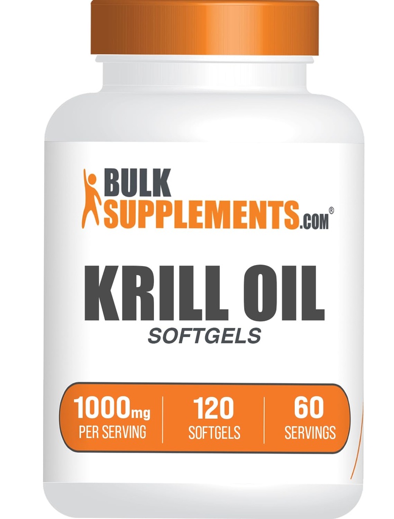 BulkSupplements.com Krill Oil 1000mg Softgels - Antarctic Krill Oil Supplement - Omega 3 Supplement, DHA Supplement - Glutenfrei, 2 Softgels pro Servierung, 120 Count (Pack von 1)