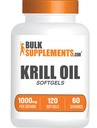 BulkSupplements.com Krill Oil 1000mg Softgels - Antarctic Krill Oil Supplement - Omega 3 Supplement, DHA Supplement - Glutenfrei, 2 Softgels pro Servierung, 120 Count (Pack von 1)