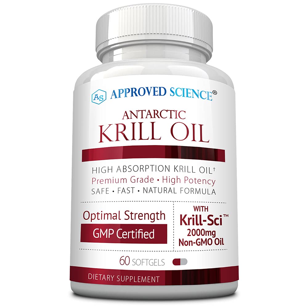 Wissenschaft Krill Oil - 2000mg Antarktis Krillöl, 650mcg Astaxanthin - 260mg EPA, 160mg DHA - 60 Softgels - 1 Monat Versorgung