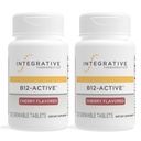 Thérapeutique intégrative B-12 active, vitamine B12, soutient la fonction nerveuse*, aromatisée par la cerise, 30 comprimés à croquer - 2 boîtes