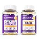 1 Pack Kids Calcium Gummis + 1 Pack D3 K2 Gummis Vitamin D3 10000 IU + K2 (MK7) 120mcg