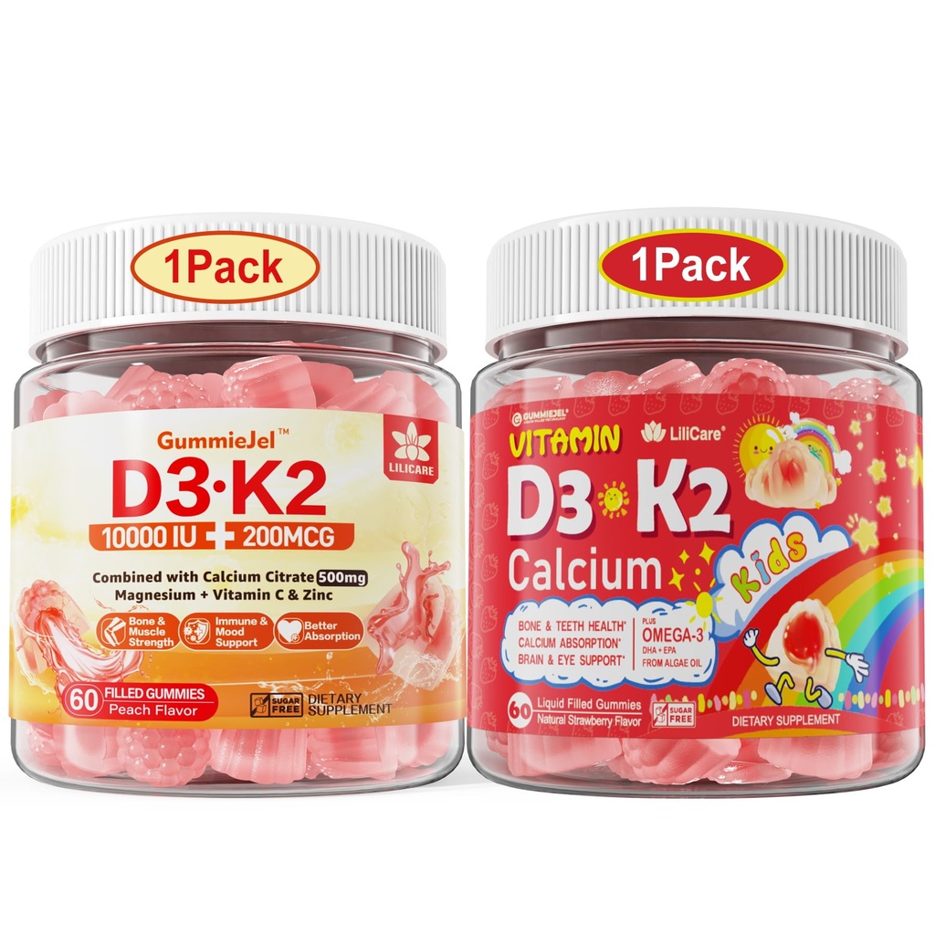 LILICARE Bundle Vitamin D3K2 Gummi für Kinder & D3K2 Gummi für Erwachsene