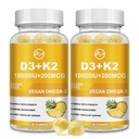M inch Vitamin D3 K2 Gummie, Vitamin D3 10000IU, K2 (MK-7) 200mcg, 6-in-1 Vitamina D3 con K2 Supplement mit Omega-3 für Damen und Herren - Knochen, Zähne & Immununterstützung, Sugar Free, 2 Pack