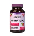 Bluebonnet Nutrition Vitamin D3 & K2 EarthSweet Kautabletten, für Immun-, Mood & Herz-Gesundheit*, Sojafrei, Glutenfrei, Non-GMO, Kosher Dairy, 60 Himbeer Flavor Kautabletten, 60 Servietten