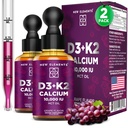 Neue Elemente [2 Pack] Flüssiges Vitamin D3 K2 Tropfen mit Kalzium für Erwachsene | Vitamin D3 10.000 IU | D3 K2 mit Kalzium für Knochen Gesundheit und Immunität Unterstützung | Gemeinsames Gesundheitsergänzungsmittel | Non-GMO | Vegan