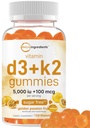 Micro Ingredients Vitamin D3 K2 Gummie, 120 Count | 5.000 IU Vitamin D + 100 mcg K2 MK-7 | Knochen, Immun- und Herzgesundheitsergänzungsmittel* | Zuckerfrei Golden Passion Frucht Geschmack | Non-GMO, Glutenfrei