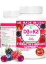 Lunakai USA Hergestellte Vitamin D3 K2 Gummie mit Kalzium – 3-in-1 Tägliche vegane Ergänzung für Knochen und Immununterstützung für Frauen, Männer & Kinder, 60ct