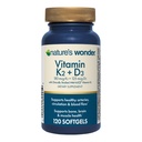 Nature's Wonder Vitamin K2 + D3 mit MenaQ7 für Herz-Kreislauf-, Hirn-, Knochen- und Muskelgesundheit, 120 Softgels, 120 Tage Versorgung