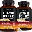 NOUVELLE AGE Vitamine D3 5 000 UI + K2 MK-7 100 mcg - 2-en-1 Bone, Immune et soutien cardiaque, Facile à avaler, Non-OGM - 120 capsules