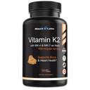 Vitamin K2 Supplement - Vollspektrum Vitamin K2-MK7, MK4 & Vitamin D - Hohe Festigkeit K2 wirkt mit Vitamin-D3 - Vitamin-K 600mcg - unterstützt Knochengesundheit - 90 Kapseln
