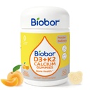 Biobor Vitamin D3 K2 Gummie mit Kalzium, 2000 IU D3 & 200 mcg K2(MK-7) & 200 mg Kalzium, kein Zuckerzusatz, Unterstützt gesunde Knochen & Immungesundheit, Glutenfrei, GVOfrei, Gelber Pfirsich, 60 Zähler