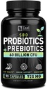 Probiotics and Prebiotics + SBO Probiotics (60 Billion CFU | 90 Kapseln) Acidophilus Probiotic w. Saccharomyces Boulardii, Bifidobacterium + Spore Probiotic & Organic Sprouted Prebiotic Fiber Blend
