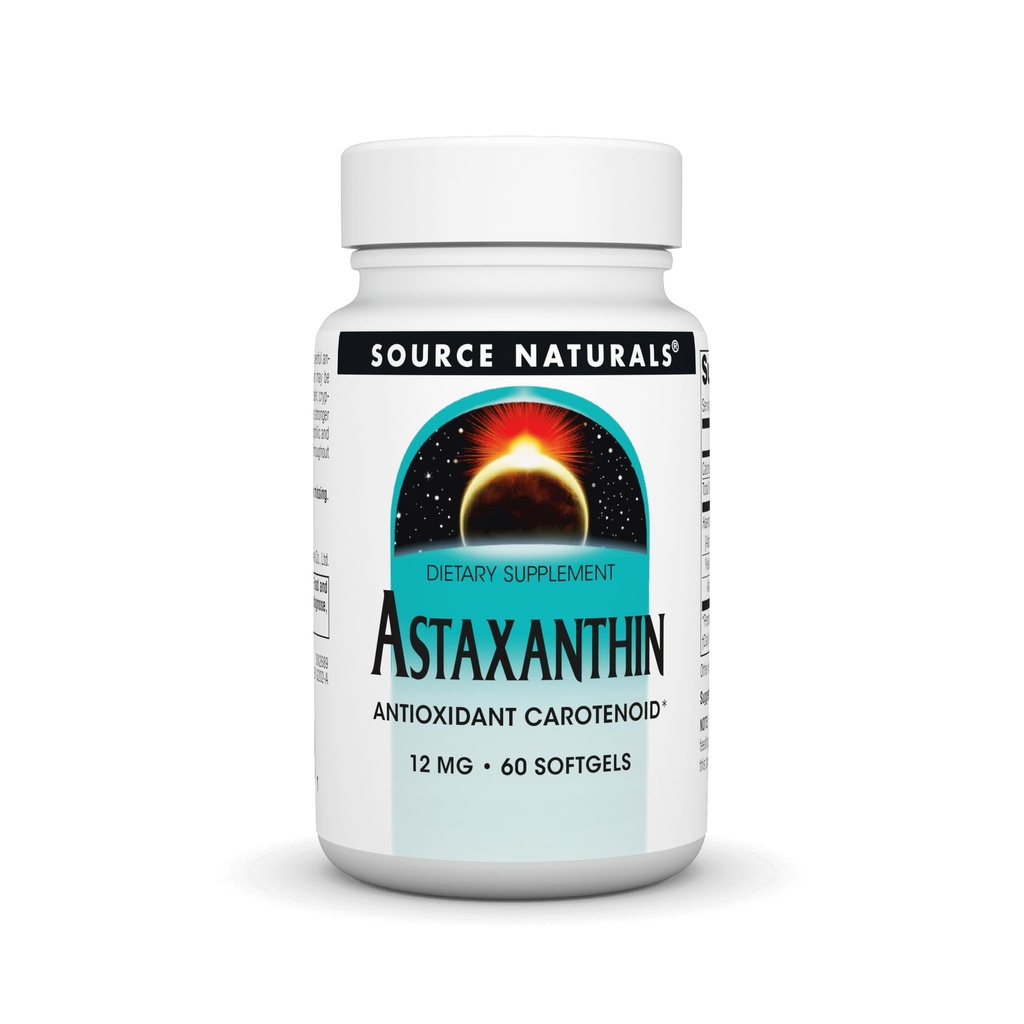 Source Naturelles Astaxanthine, Caroténoïde Antioxydant, 12mg - 60 Softgels