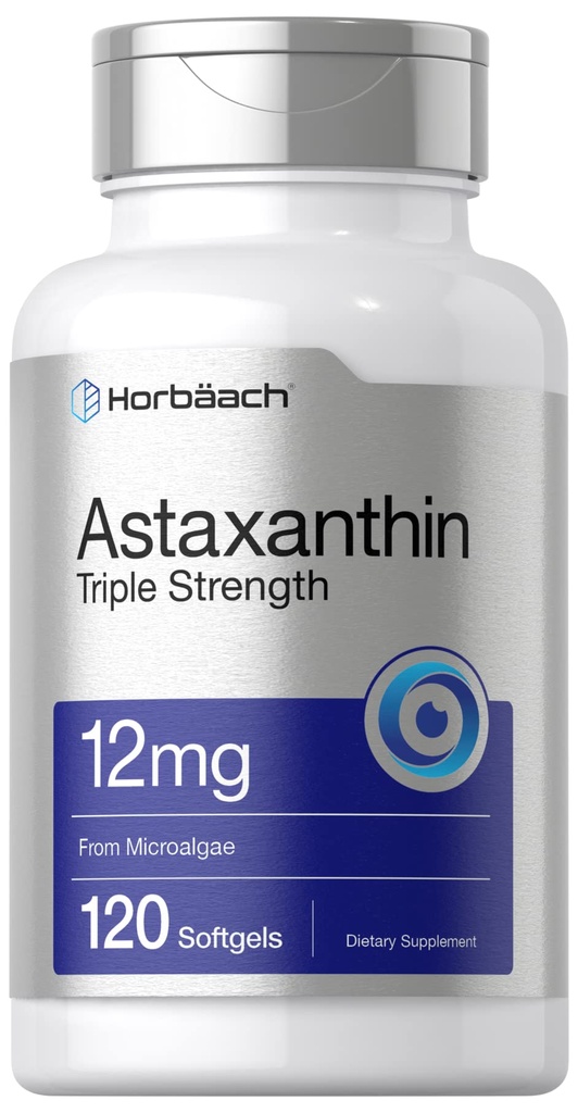 Supplément Horbäach Astaxanthine 12 mg 120 Softgels de Microalgues sans OGM et sans gluten