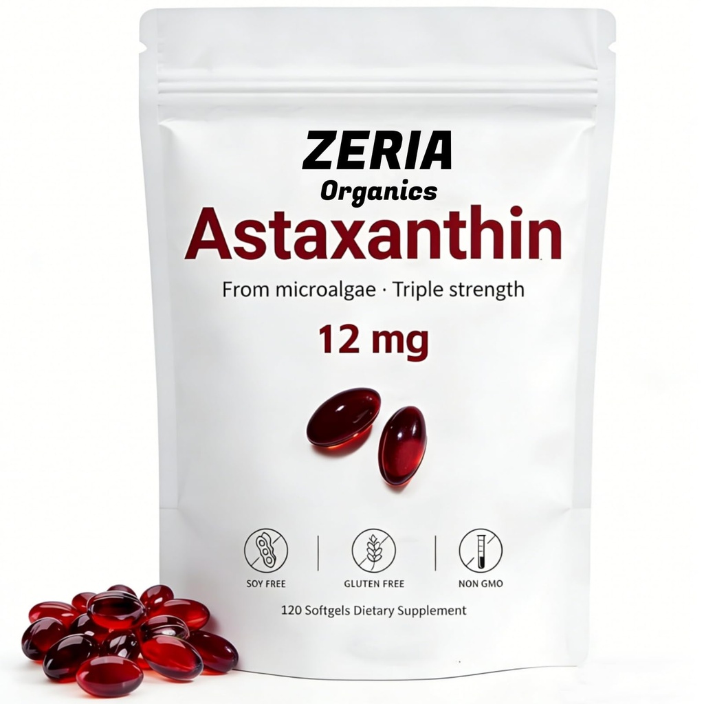 Astaxanthin 12mg, Natürliche Astaxanthin ergänzt Algae, 120 Softgels 4-Monat-Versorgung