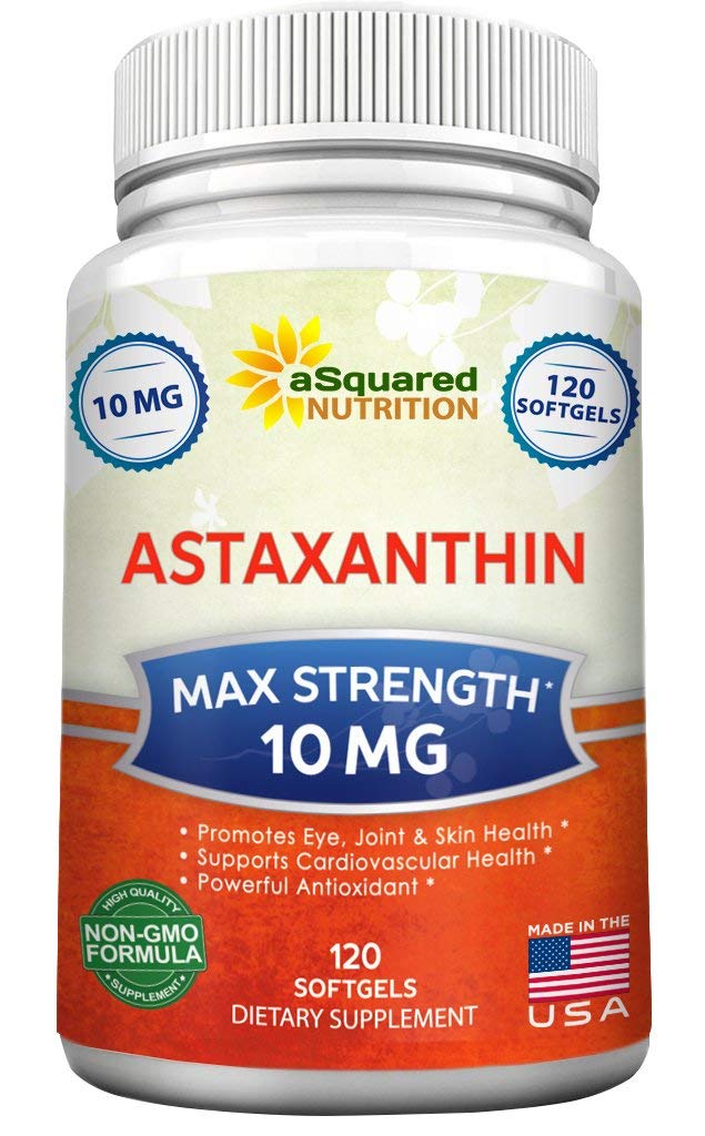 aSquared Nutrition Astaxanthin Supplement - Natürliche Astaxanthin Pillen von Haematococcus Pluvialis Extrakt für reine Energie - Max Strength 10mg - 120 Softgels