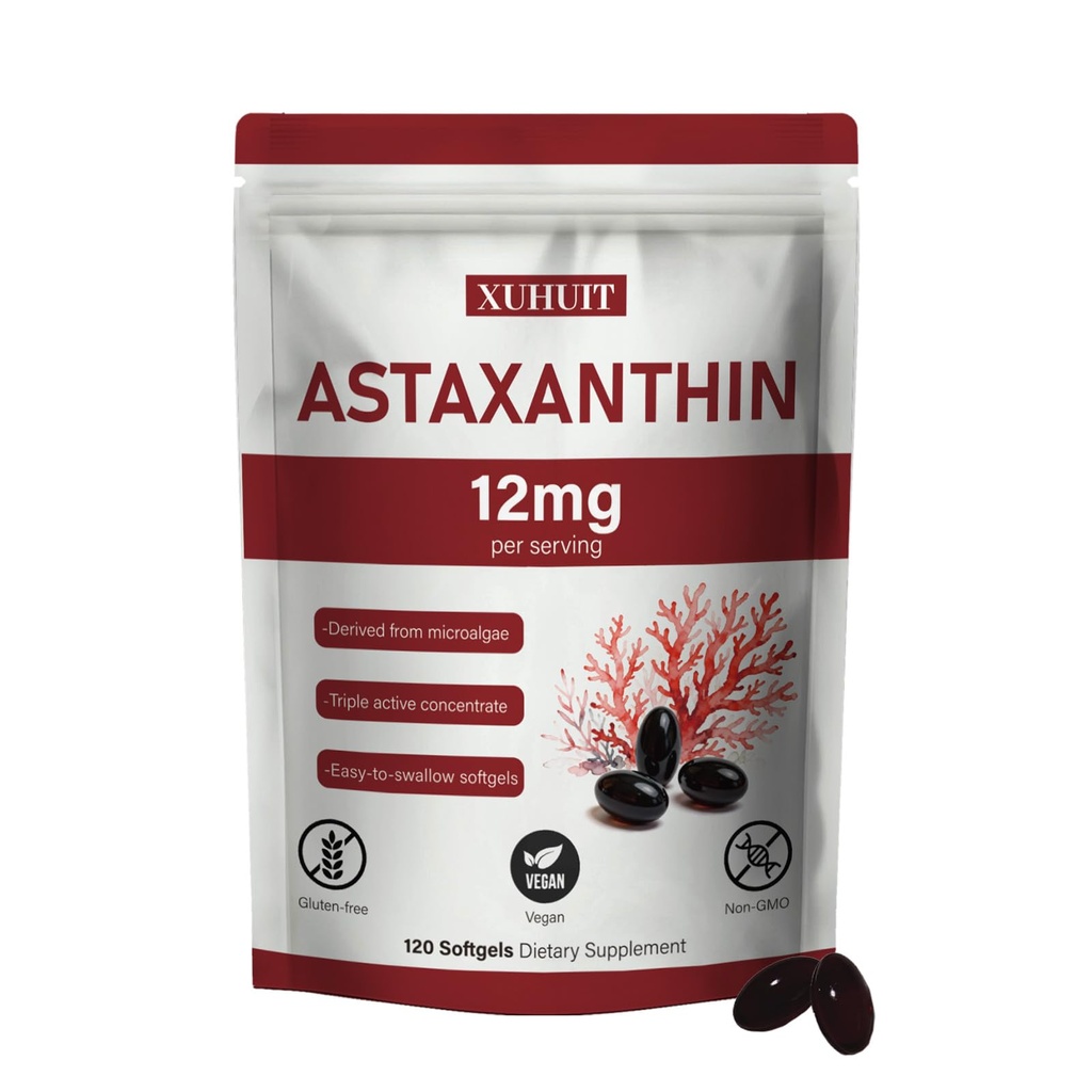 Supplément d'astaxanthine 12mg, 120 Softgels