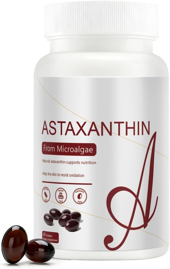 Astaxanthin 12mg | von Natural Microalgae | 60 Softgels (2-Monats-Versorgung) | Einfach zu schwanken, Non-GMO, Soy-Free