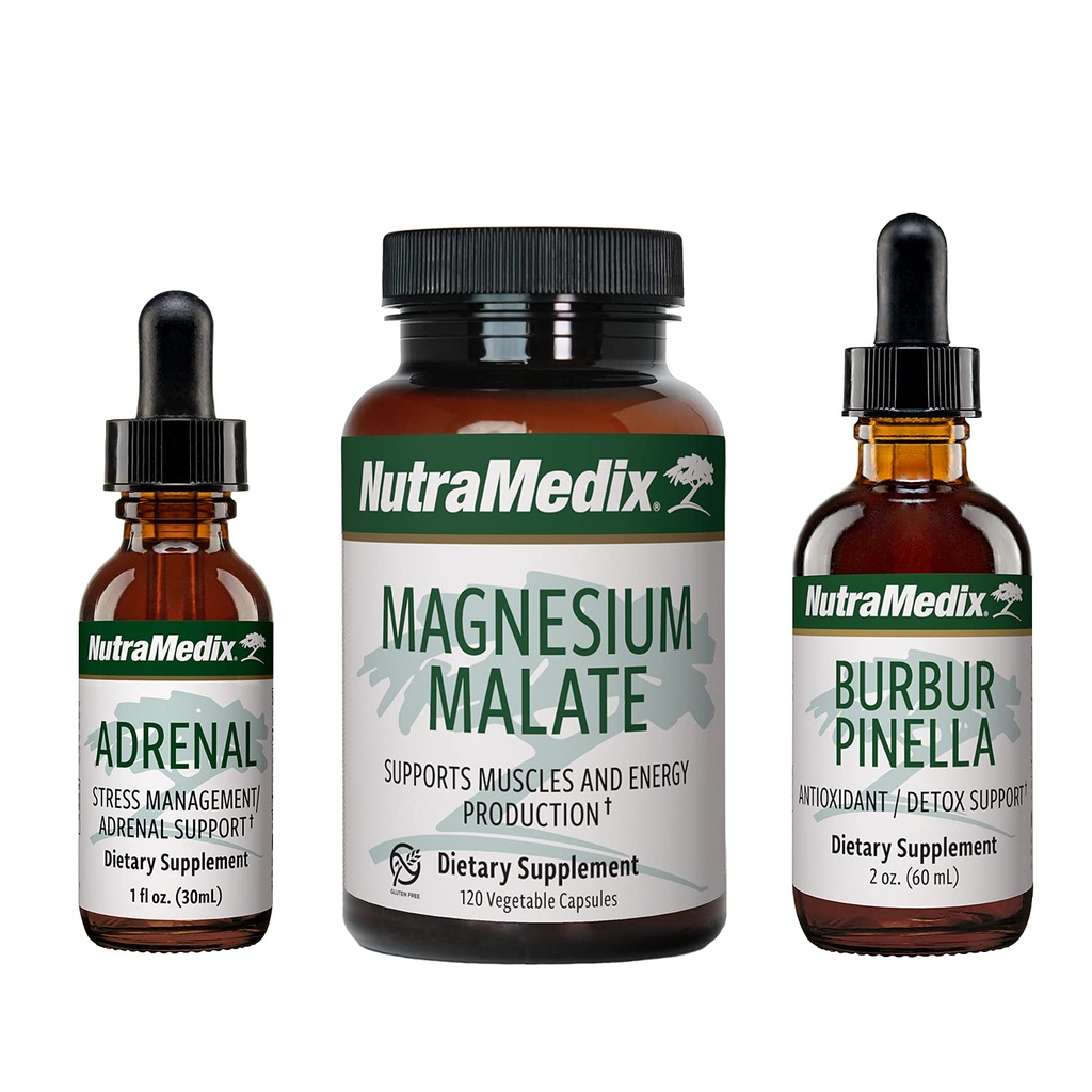 NutraMedix Energy Set - 3-teiliges Kit enthält Extrakte von Astragalus, Rhodiola, Ginseng & Schisandra, Burbur-Pinella Detox Drops & Magnesium Malate Kapseln für allgemeine Wellness