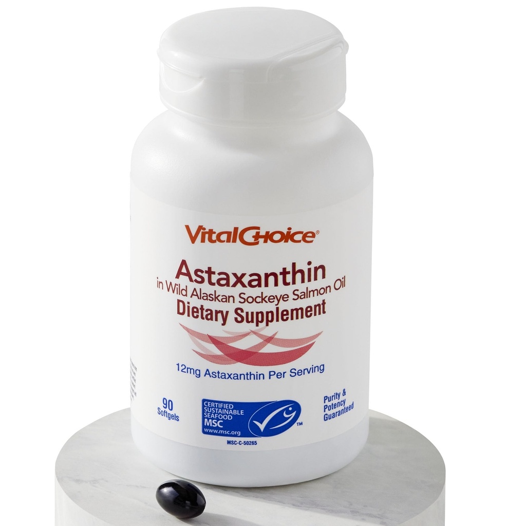 Vital Choice MSC Astaxanthin in Wild Alaskan Sockeye Salmon Öl Nahrungsergänzung, 90 Softgels