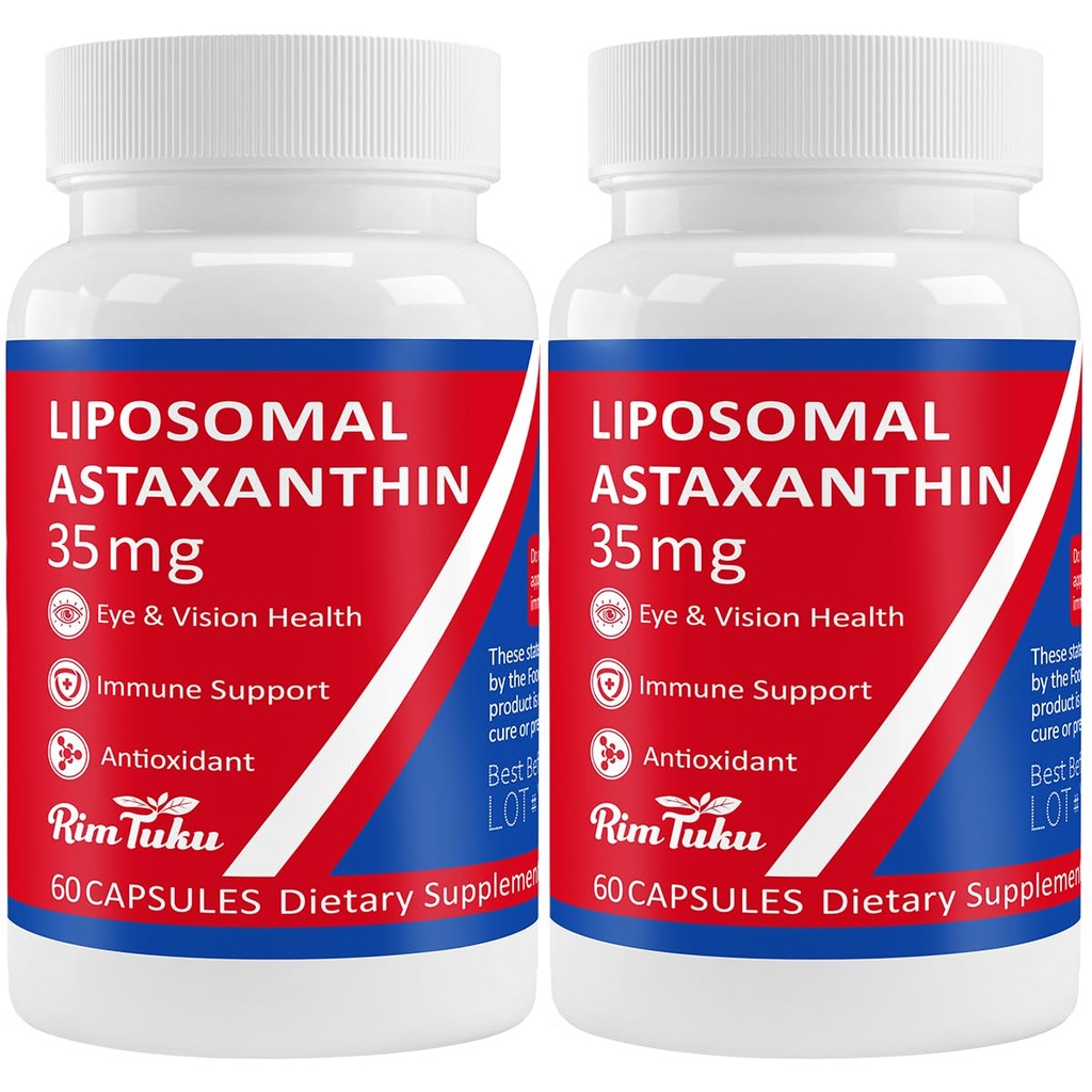 35mg Supplément d'astaxanthine liposomale - Support puissant antioxydant pour la peau, les articulations et la santé des yeux - formule anti-âge naturelle avec l'astaxanthine pure - végétalien, non-OGM, 120 capsules