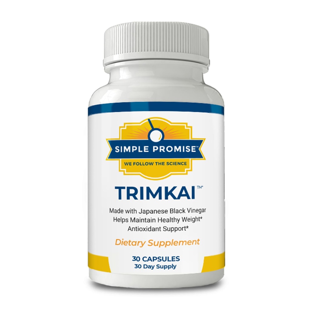 Einfache Promise TrimKai - Japanische schwarze Essig Kapseln für Metabolismus-Unterstützung - mit Astaxanthin 12mg, Seaweed & Black Pepper Extract - Pflanzenbasierte Formel - 30 Kapseln