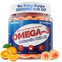 Liposomale antarktische Krill Öl Omega 3 Gummie 2000mg - Cellular Level Absorption Omega-3 mit EPA, DHA & Astaxanthin - Antioxidans & Gehirn Unterstützung - Fish Oil Supplements Alternative - 60 Zähler