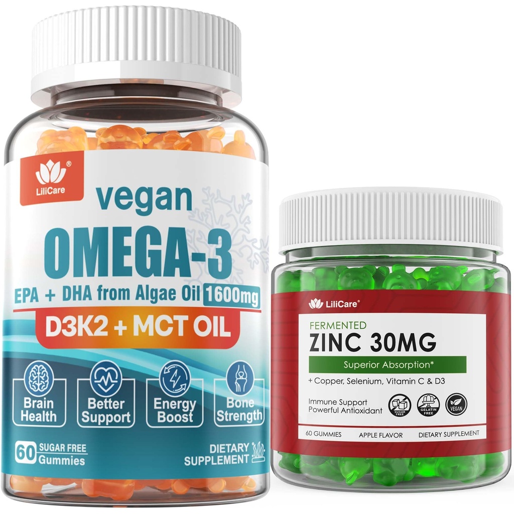 Vegan Omega 3 Gummis + Zucker freie Zink Gummis