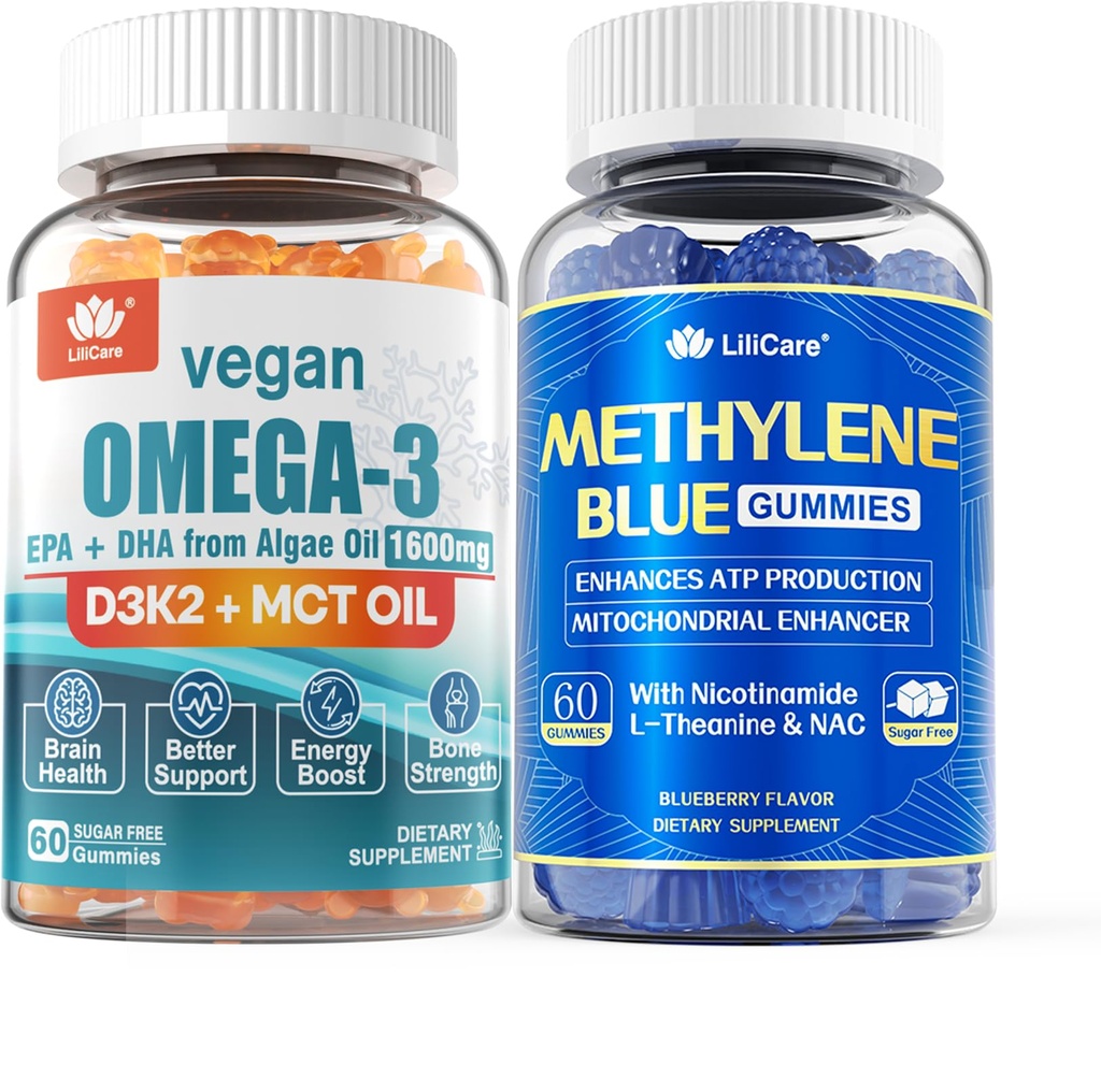 Vegan Omega 3 Gummie 1280mg + Methylen Blue Gummis für den Menschen