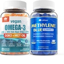 Omega végétalien 3 Gummies 1280mg + Gummies bleues de méthylène pour les humains