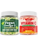 Nextdia Vegan Omega 3 Gummi + Ganzes Essen Vitamin C Gummi für Erwachsene & Kinder
