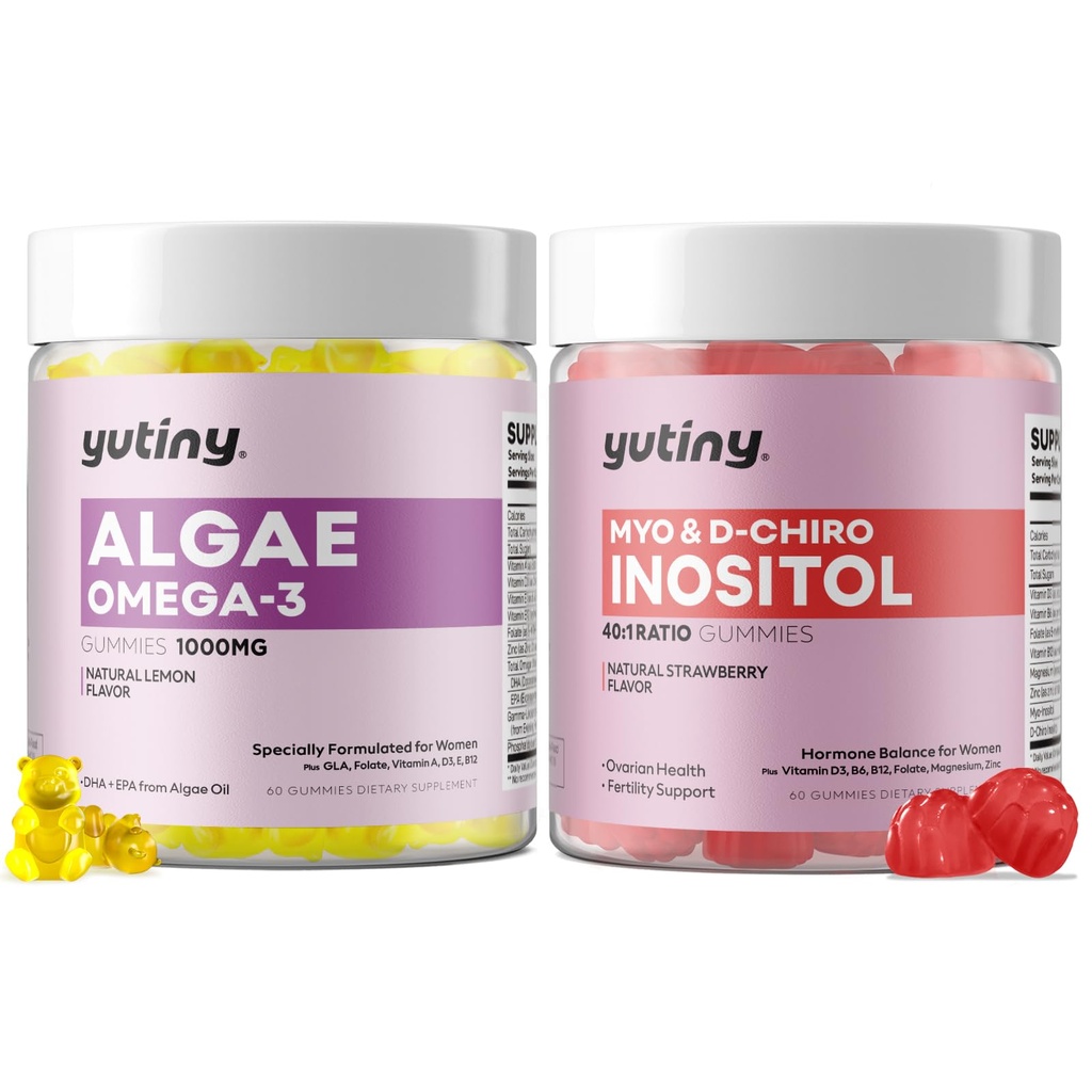 Myo-Inositol et D-Chiro Inositol Oméga végétalien 3 Gommies pour femmes