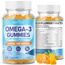 Vegan Omega-3 Gummies - 1600mg avec 600mg EPA et 400mg DHA. Formule d'absorption élevée. Delicious Orange Saveur - 60 Gummies