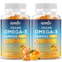2 Pack Vegan Omega 3 Gummies 1000MG Algal Öl Omega 3 Beilage für Erwachsene mit Algae DHA 600mg & EPA 300mg Fischöl Alternative - für Augen- und Immungesundheit, Orange Flavor, 120 Zähler