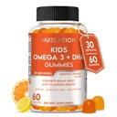 Vegan Omega 3 Gummi für Kinder mit DHA, Pflanzenbasiert, 30 Servierungen, 60 Ct. Gelatin frei, Glutenfrei, Non-GMO Omega 3 Supplement. Kinder & Kleinkinder DHA Gummi für Gehirn, Auge, Herz und Immununterstützung