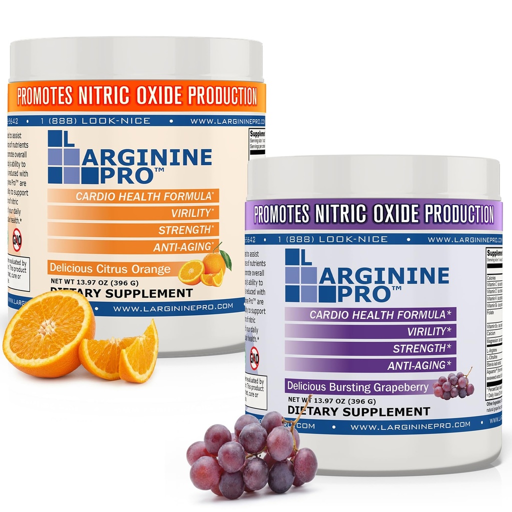 L-ARGININE PRO.500mg L-Arginine Plus L-Citrulline 1100mg Raisin et orange en poudre de supplément pour une production accrue d'oxyde nitrique