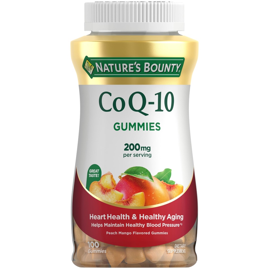 Nature’s Bounty CoQ10 Gummis, Unterstützt Herzgesundheit, CoQ10 200mg, Peach Mango Flavor, 100 Coun